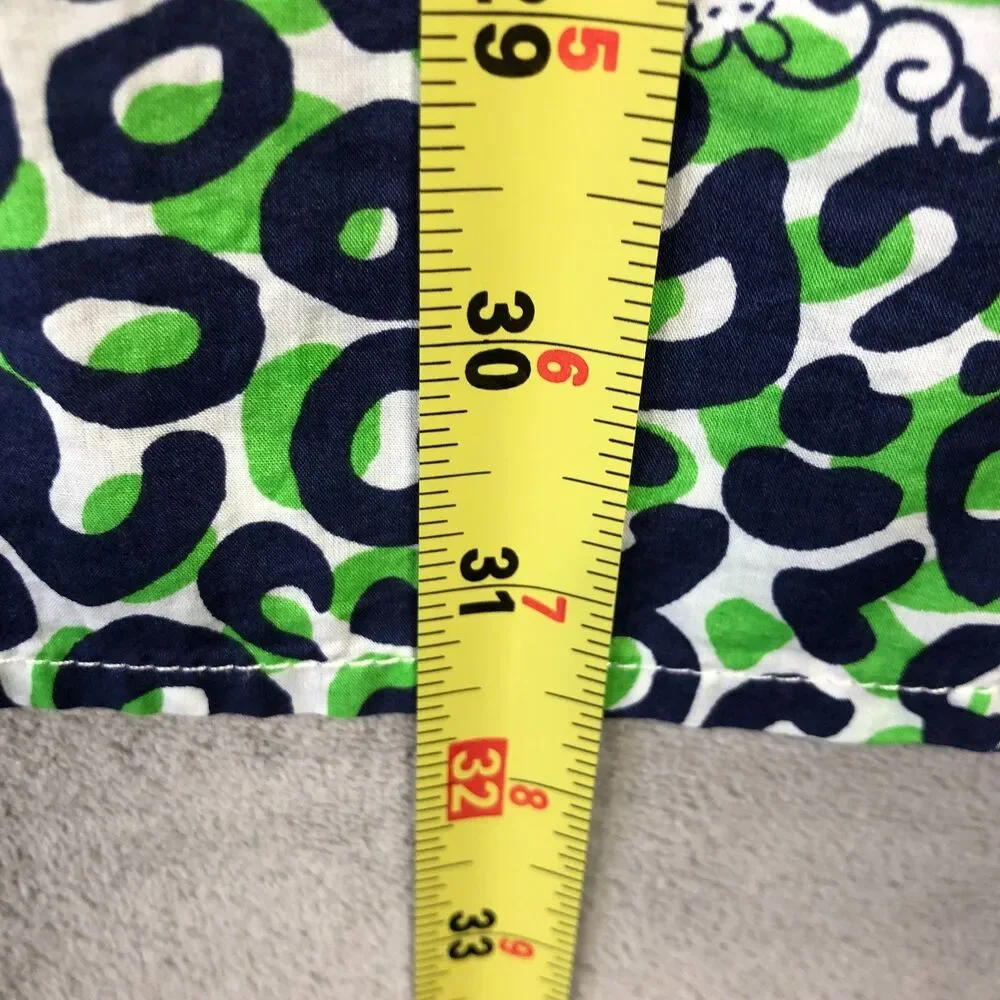 Lilly Pulitzer Dress Girls Size 16 Green Blue Pink Leopard Print Ruffle Trim